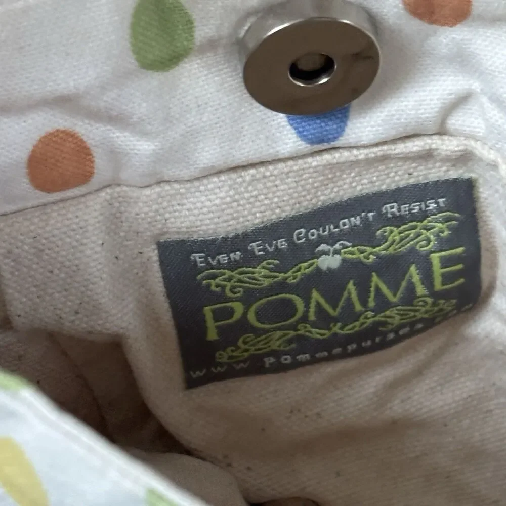 POMME Kids Girls Womens Pink Paisley Polka Dot Canvas Shoulder Bag Purse